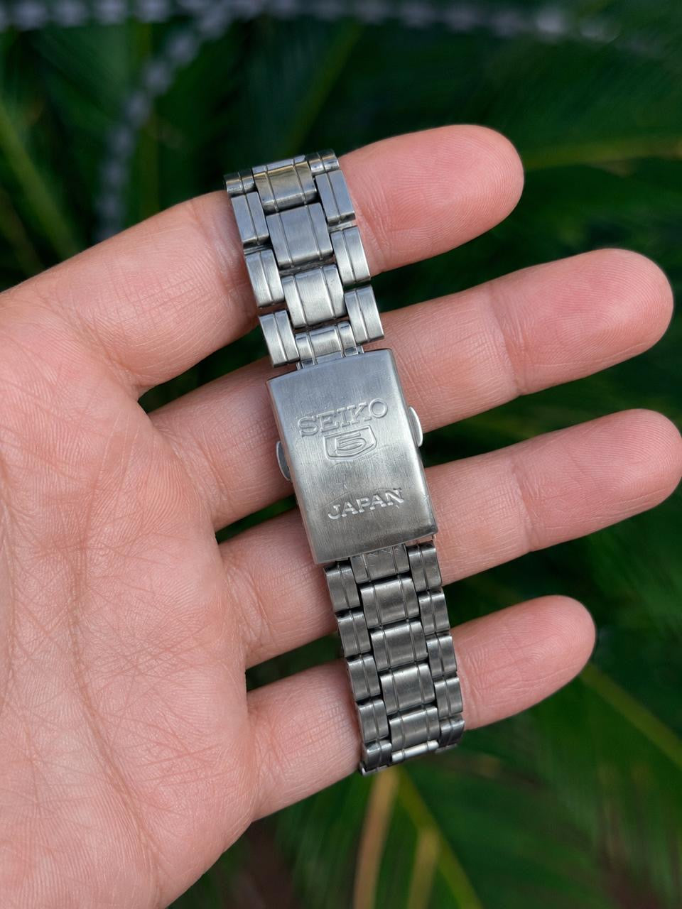 Gift For Him - Vintage Seiko 5 Automatic Blue Checkered Dial Watch - Day Date - 21 Jewels Gift For Dad| Refurbished