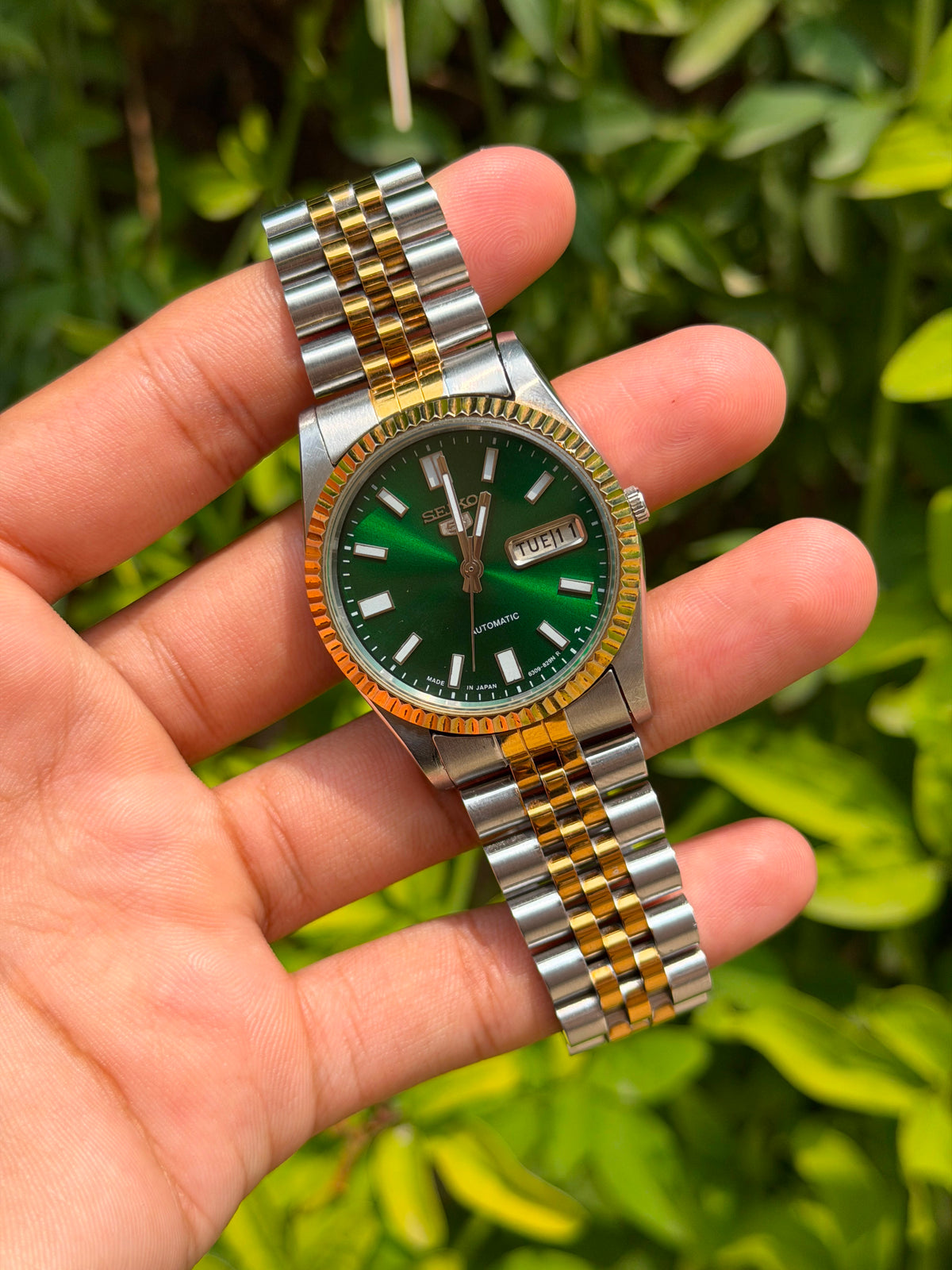 Vintage Seiko Automatic Day-Date Green Dial Two-Tone Mod Watch | Original Seiko Movement