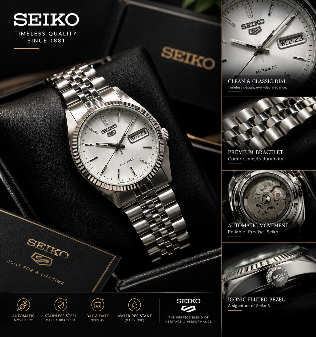 Seiko 5 Automatic President - White Dial - Original Movement - Refurbished Build - 36mm
