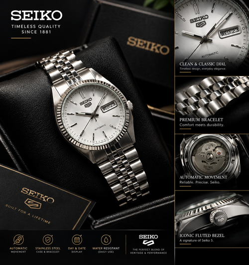 Seiko 5 Automatic President - White Dial - Original Movement - Refurbished Build - 36mm