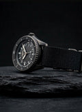 Limited Edition Stealth Blackout Custom Build - Original Seiko 4R36 Automatic Movement - Anime Inspired Day-Date - Exhibition Caseback - 10 Bar - NATO Edition