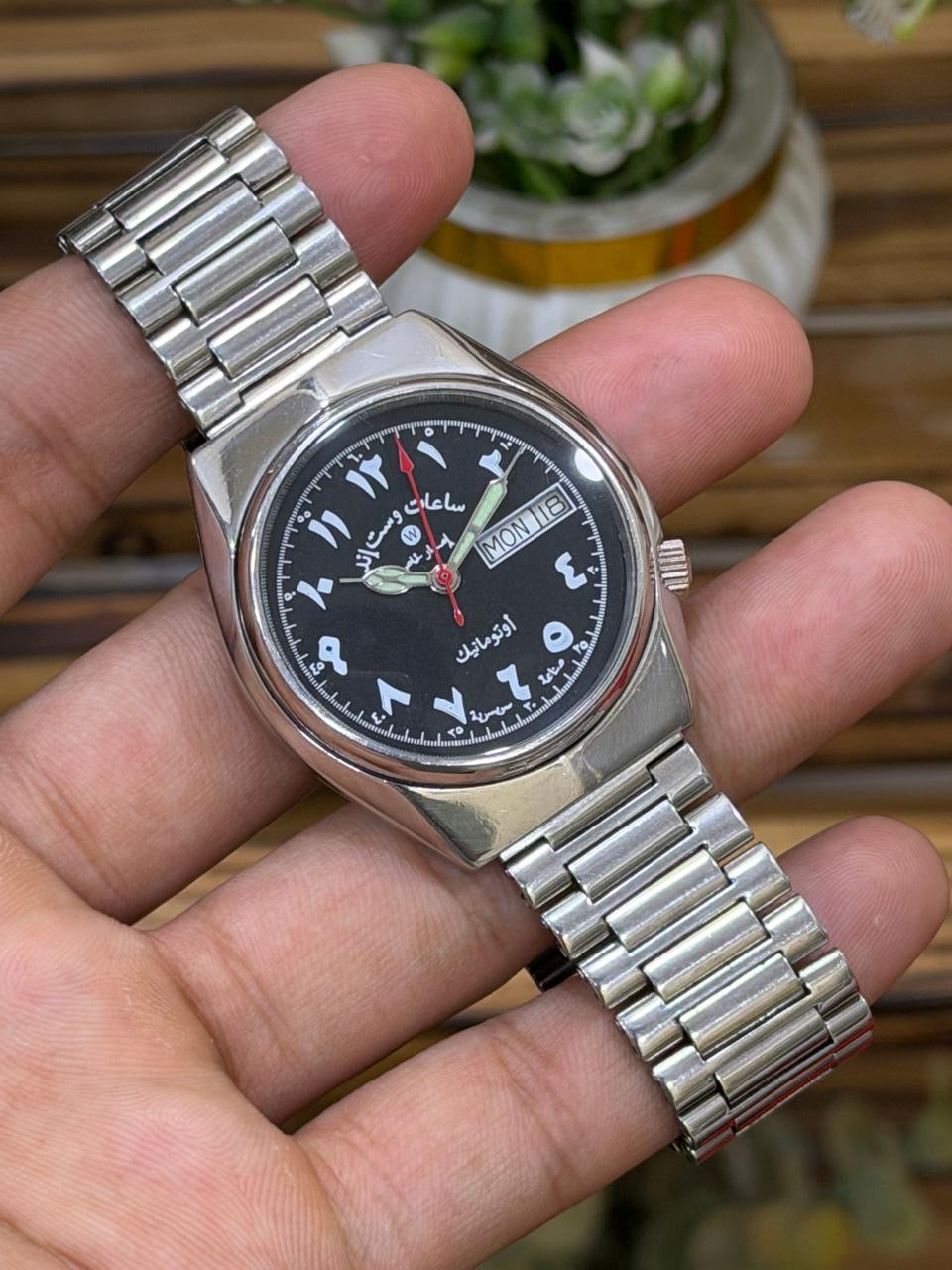 West End Watch Co Sowar Prima Automatic Watch - Original Swiss Movement - Custom Arabic Dial - Day Date| Refurbished