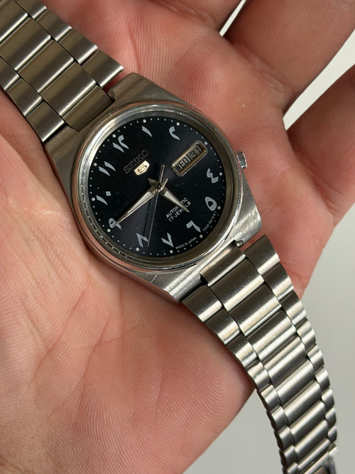 custom Black Arabic Dial Automatic Watch | Genuine Seiko 7009 Movement | 17 Jewels