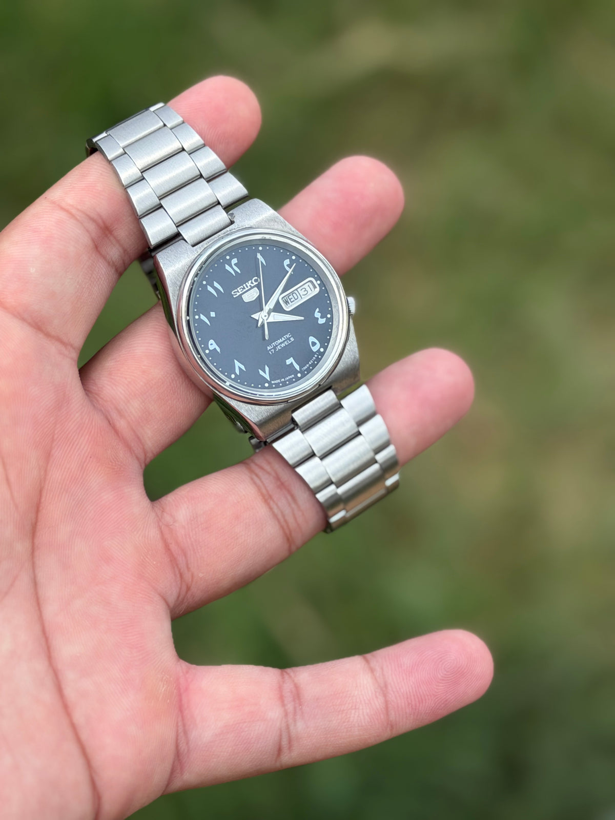 custom Black Arabic Dial Automatic Watch | Genuine Seiko 7009 Movement | 17 Jewels