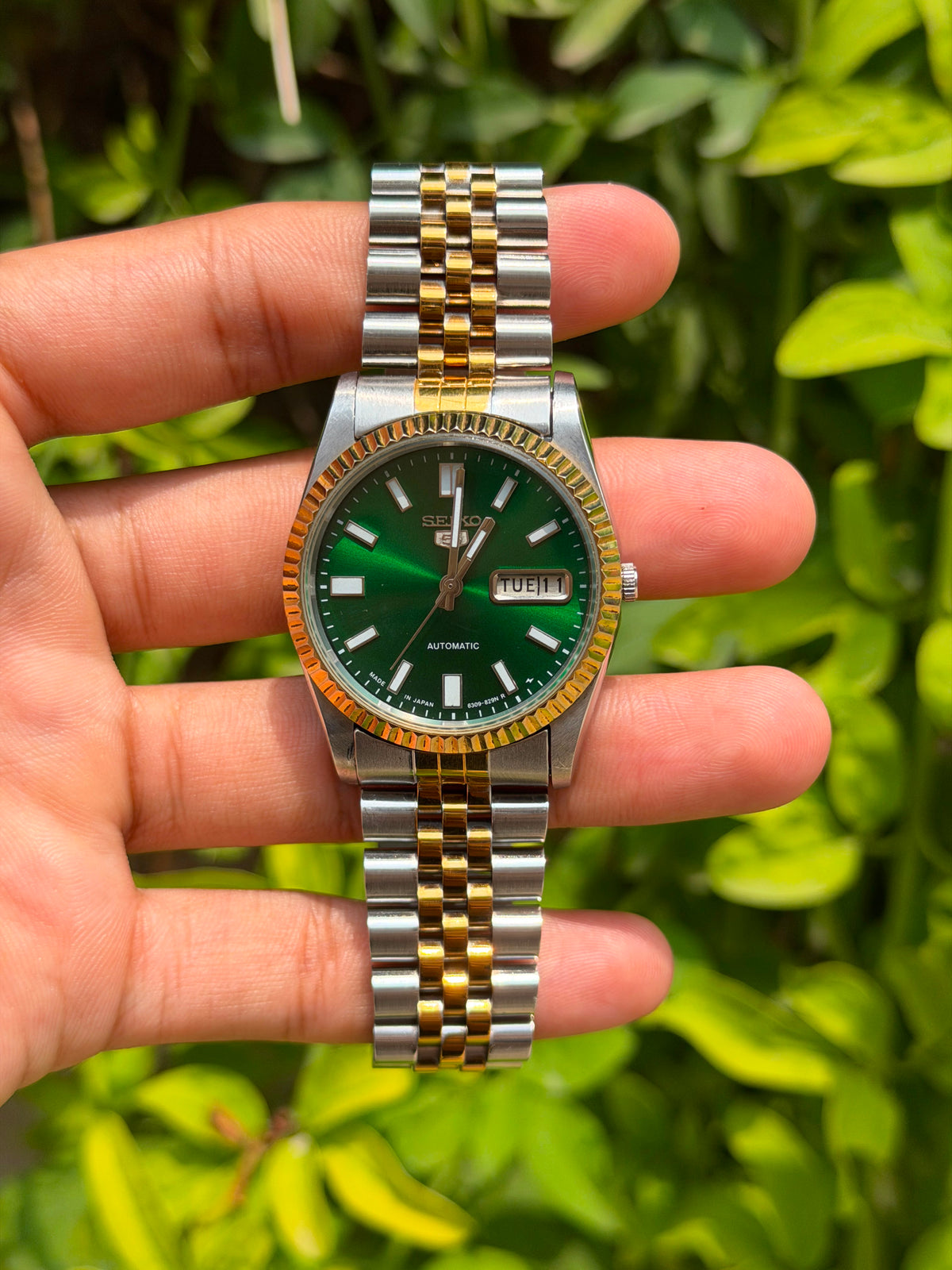 Vintage Seiko Automatic Day-Date Green Dial Two-Tone Mod Watch | Original Seiko Movement