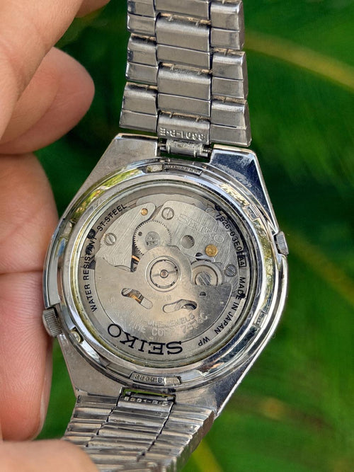 Gift For Him - Vintage Seiko 5 Automatic Blue Checkered Dial Watch - Day Date - 21 Jewels Gift For Dad| Refurbished